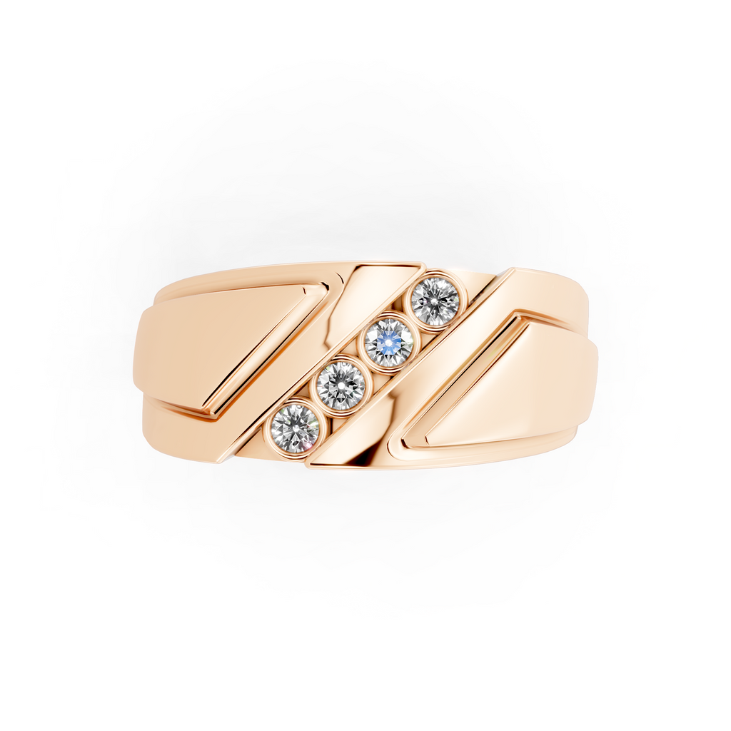 Aurelie Prism Ring for Him with Round Lab Created Diamond Accents
