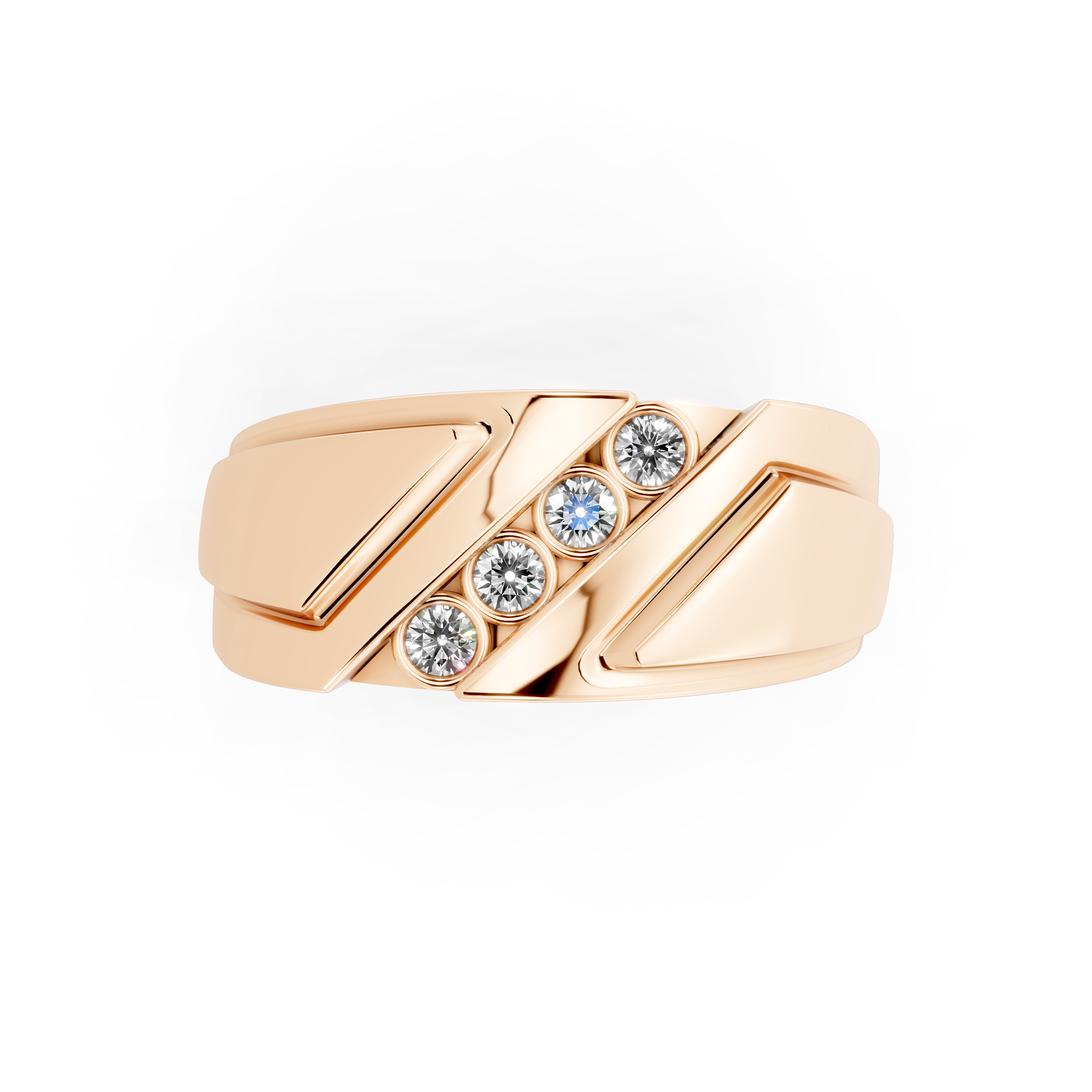 Aurelie Prism Ring for Him with Round Lab Created Diamond Accents