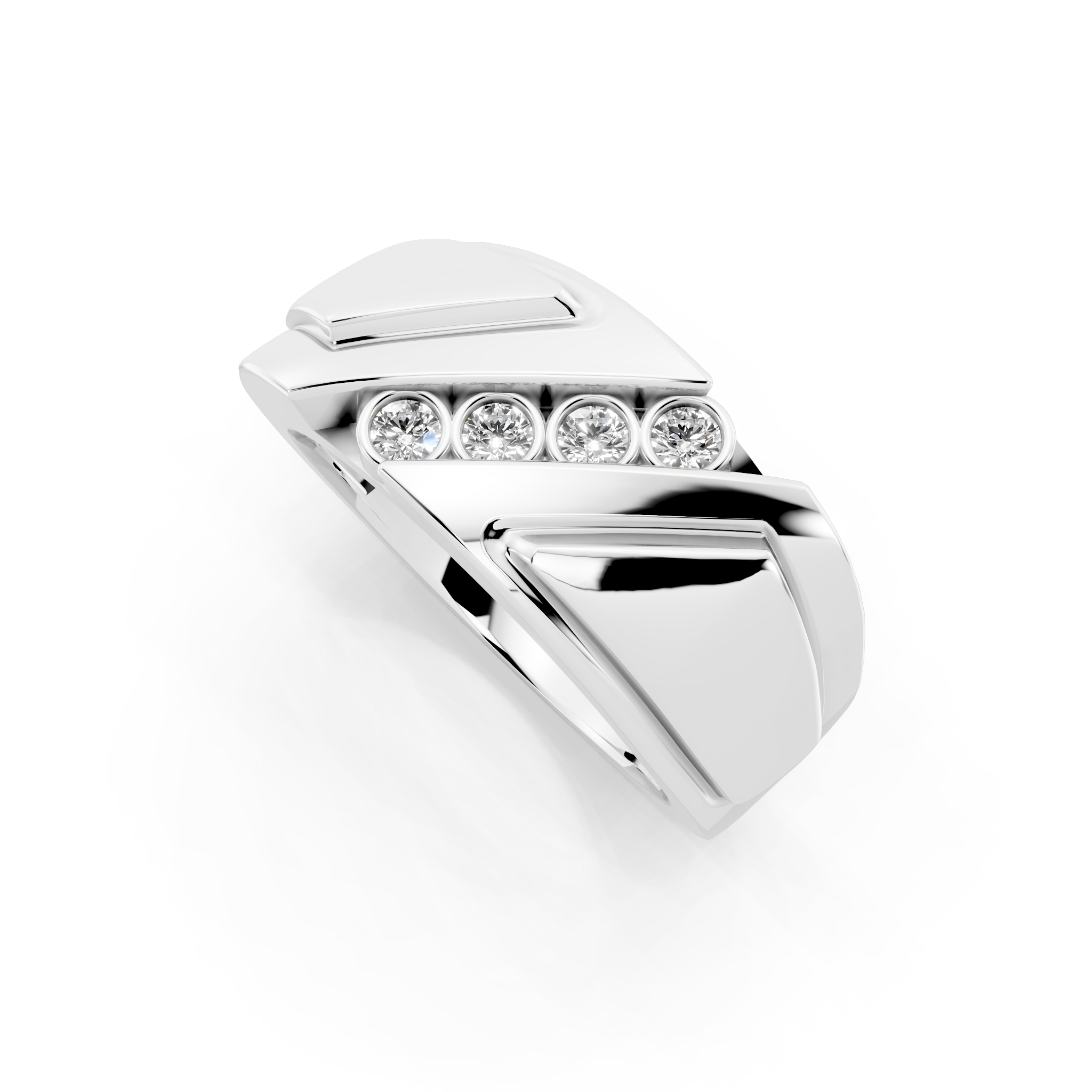 Aurelie Prism Ring for Him with Round Lab Created Diamond Accents