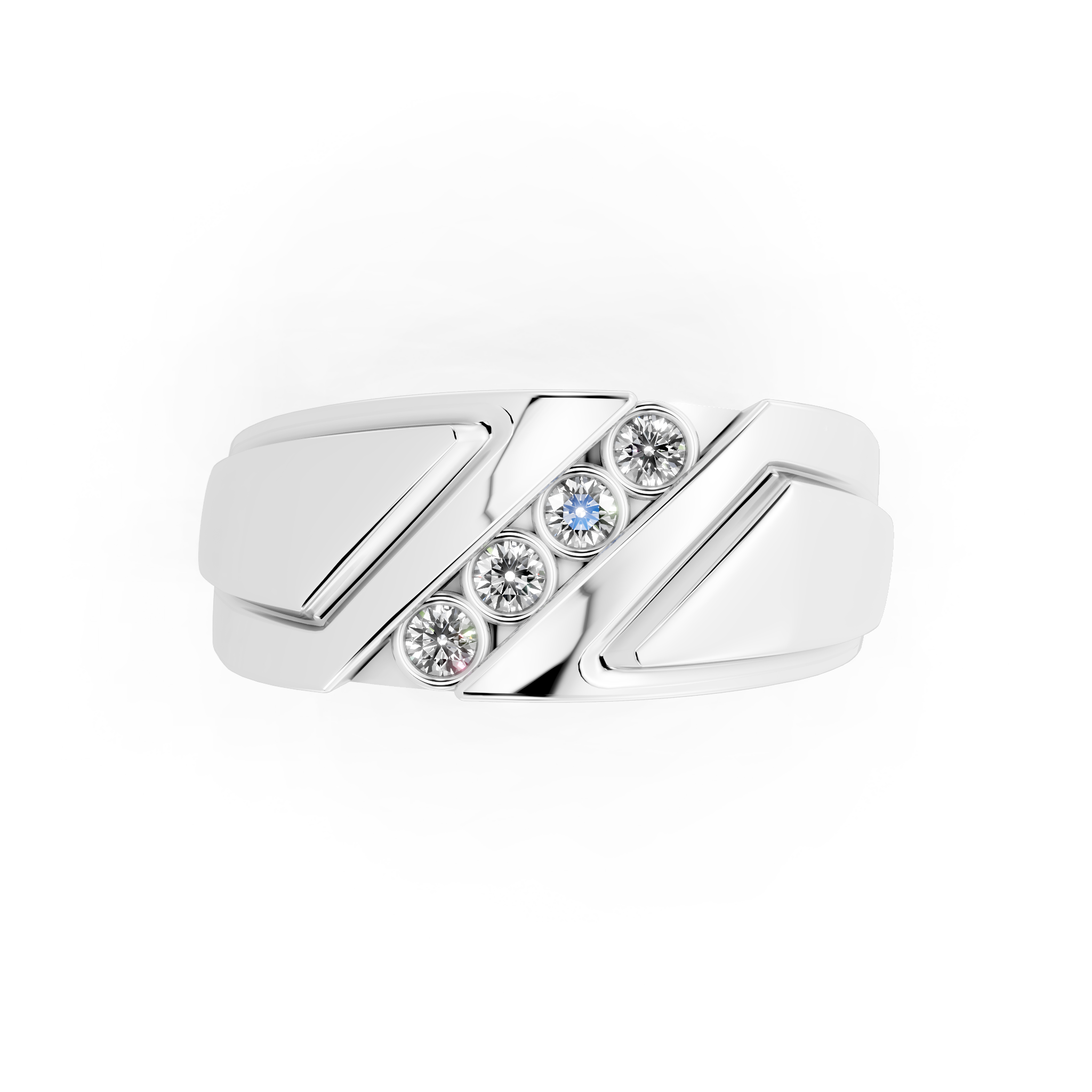 Aurelie Prism Ring for Him with Round Lab Created Diamond Accents