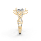 Luxury Pear Shaped Lab Grown Diamond Ring with Halo & Twist Pave Sparkle