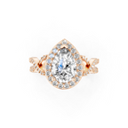 Luxury Pear Shaped Lab Grown Diamond Ring with Halo & Twist Pave Sparkle