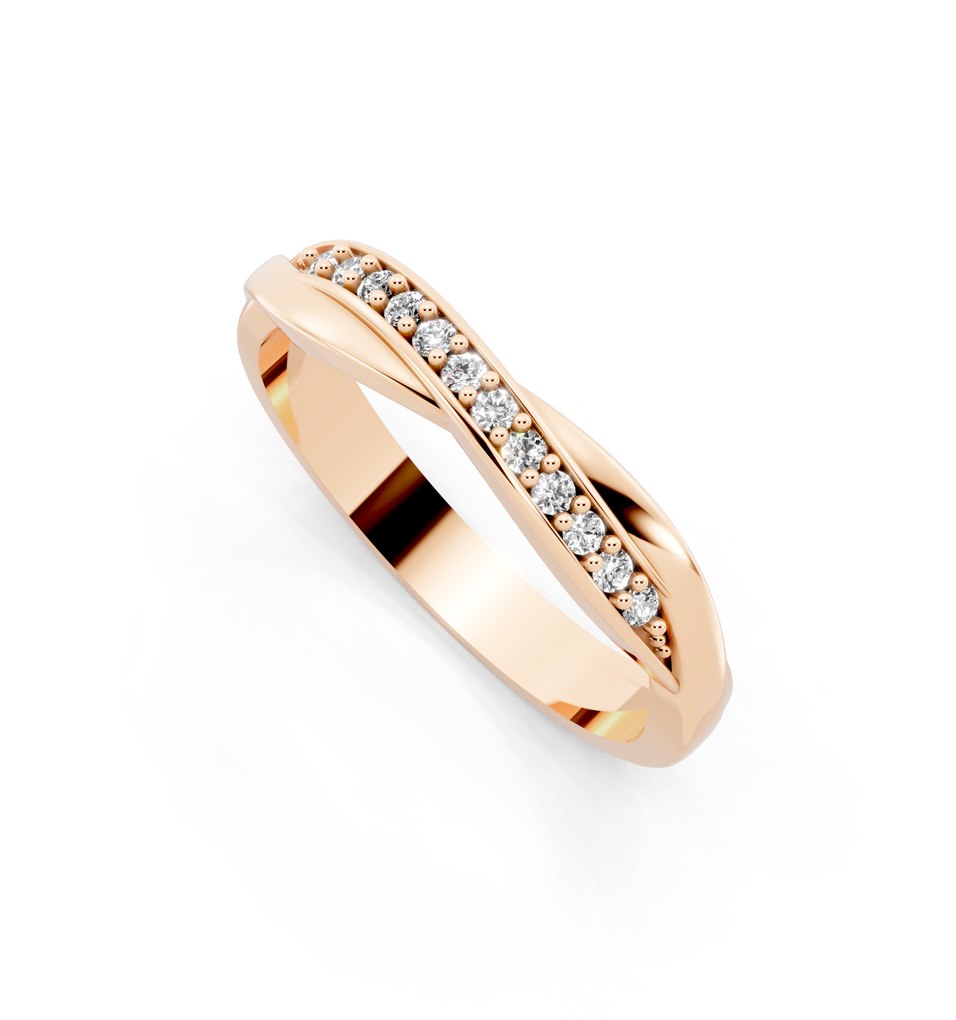 Aureve Twist Pave Crossover Ring with Brilliant Lab Grown Diamonds
