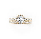 Luxury Round Cut Lab Grown Diamond Halo Engagement Ring with Double Pave Band