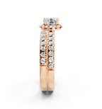 Luxury Round Cut Lab Grown Diamond Halo Engagement Ring with Double Pave Band
