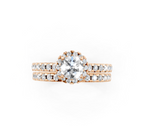 Luxury Round Cut Lab Grown Diamond Halo Engagement Ring with Double Pave Band