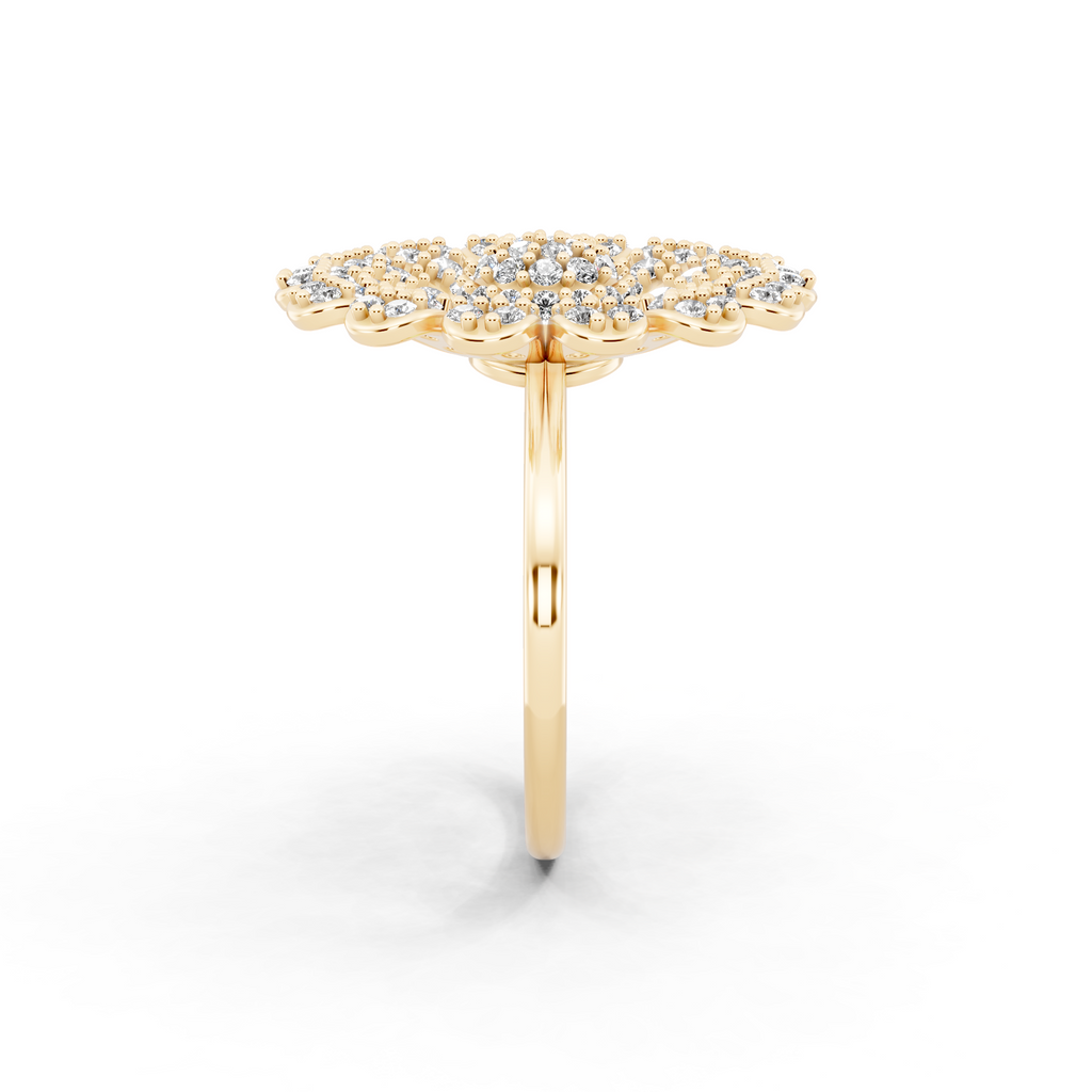 Sunburst Flower Lab Grown Diamond Cluster Design Ring with in 10 or 14 & 18KT Gold