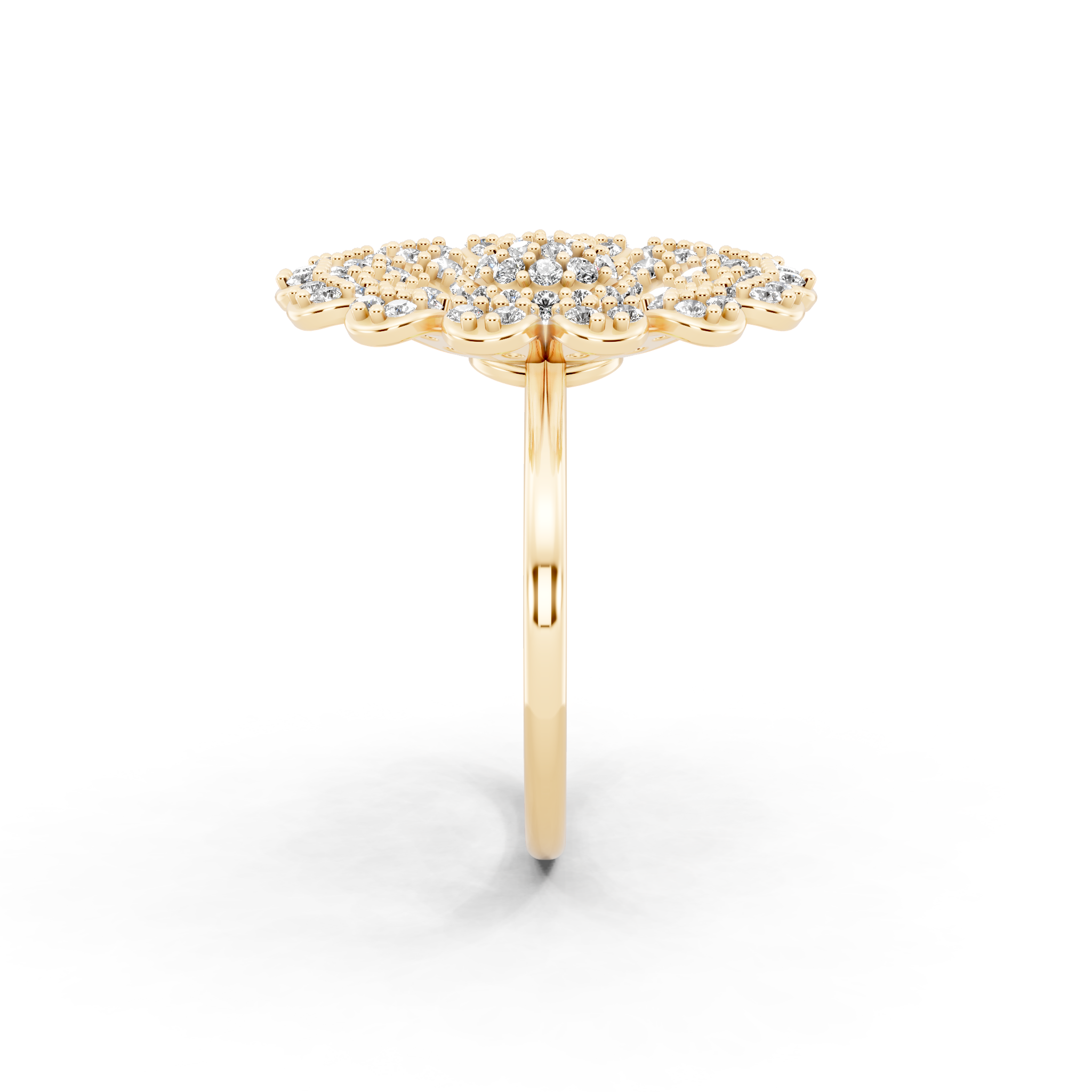 Sunburst Flower Lab Grown Diamond Cluster Design Ring with in 10 or 14 & 18KT Gold