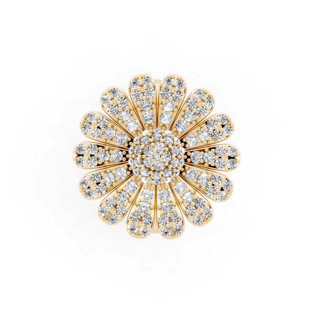 Sunburst Flower Lab Grown Diamond Cluster Design Ring with in 10 or 14 & 18KT Gold
