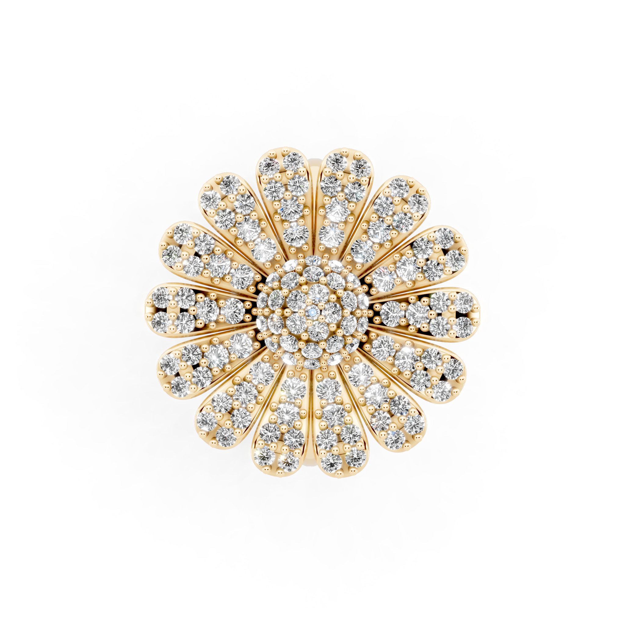 Sunburst Flower Lab Grown Diamond Cluster Design Ring with in 10 or 14 & 18KT Gold