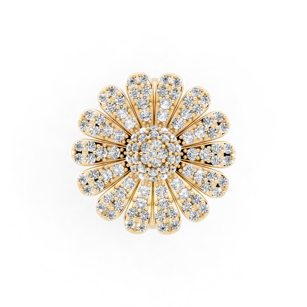 Sunburst Flower Lab Grown Diamond Cluster Design Ring with in 10 or 14 & 18KT Gold