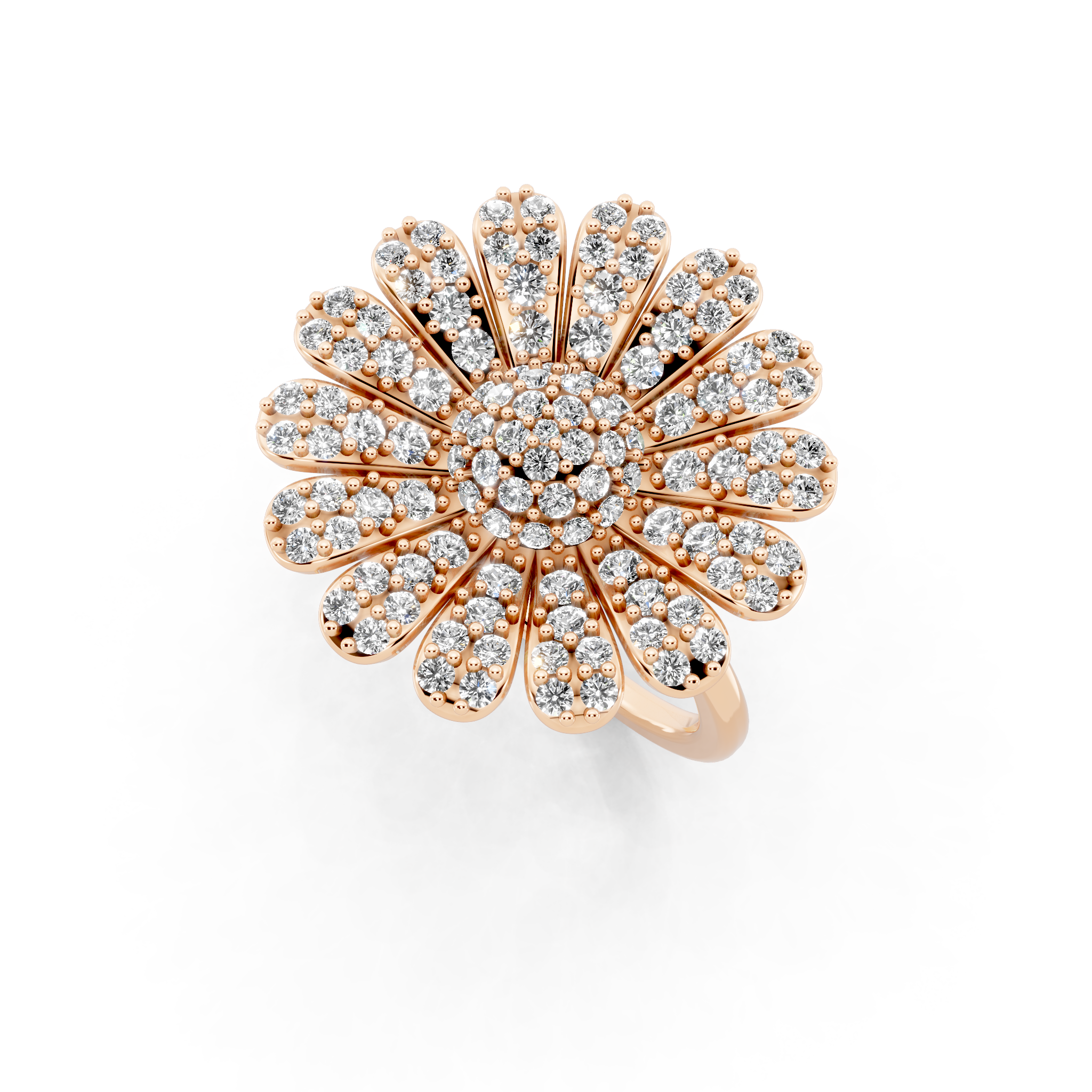 Sunburst Flower Lab Grown Diamond Cluster Design Ring with in 10 or 14 & 18KT Gold