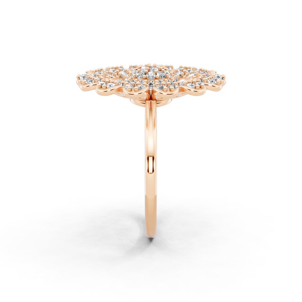 Sunburst Flower Lab Grown Diamond Cluster Design Ring with in 10 or 14 & 18KT Gold