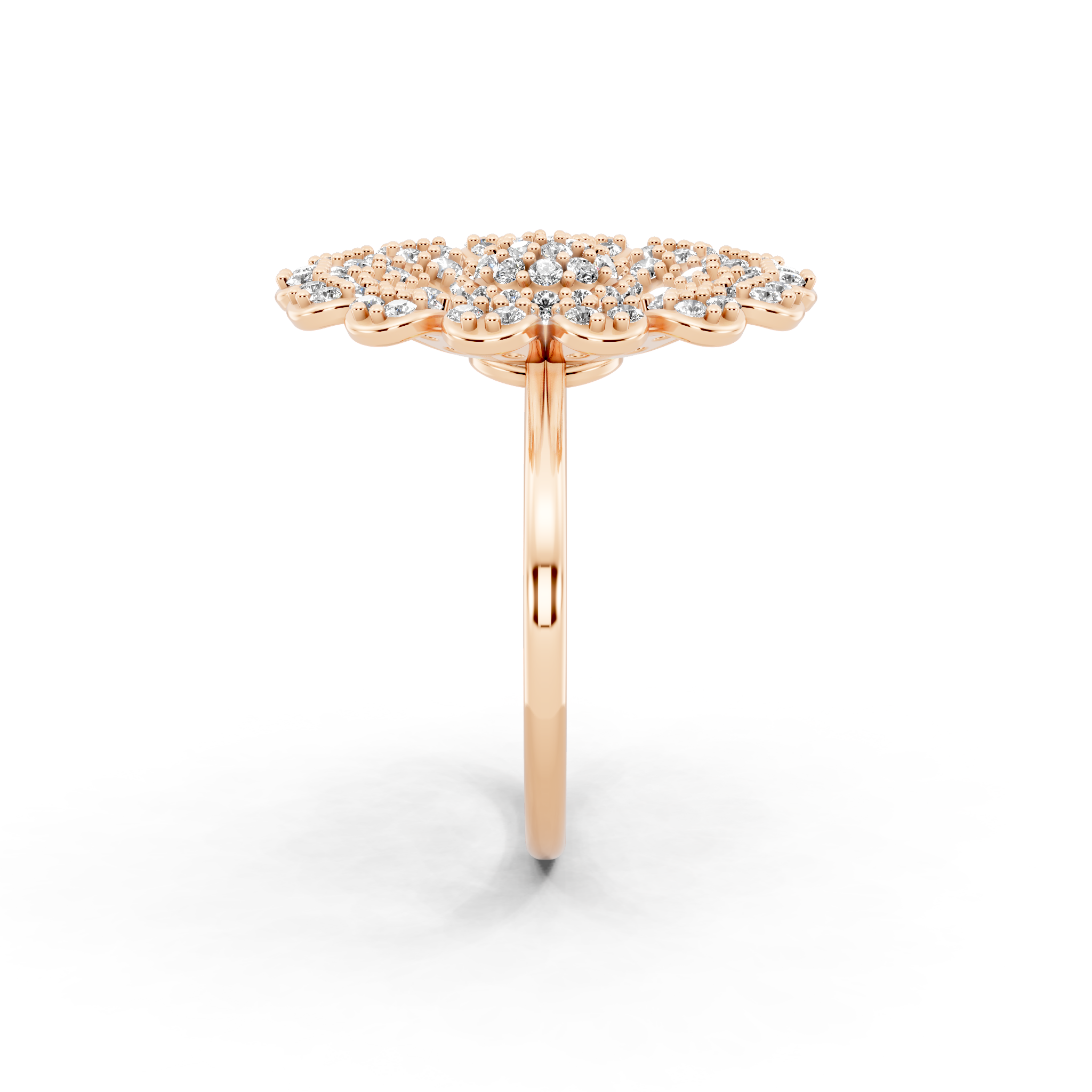 Sunburst Flower Lab Grown Diamond Cluster Design Ring with in 10 or 14 & 18KT Gold