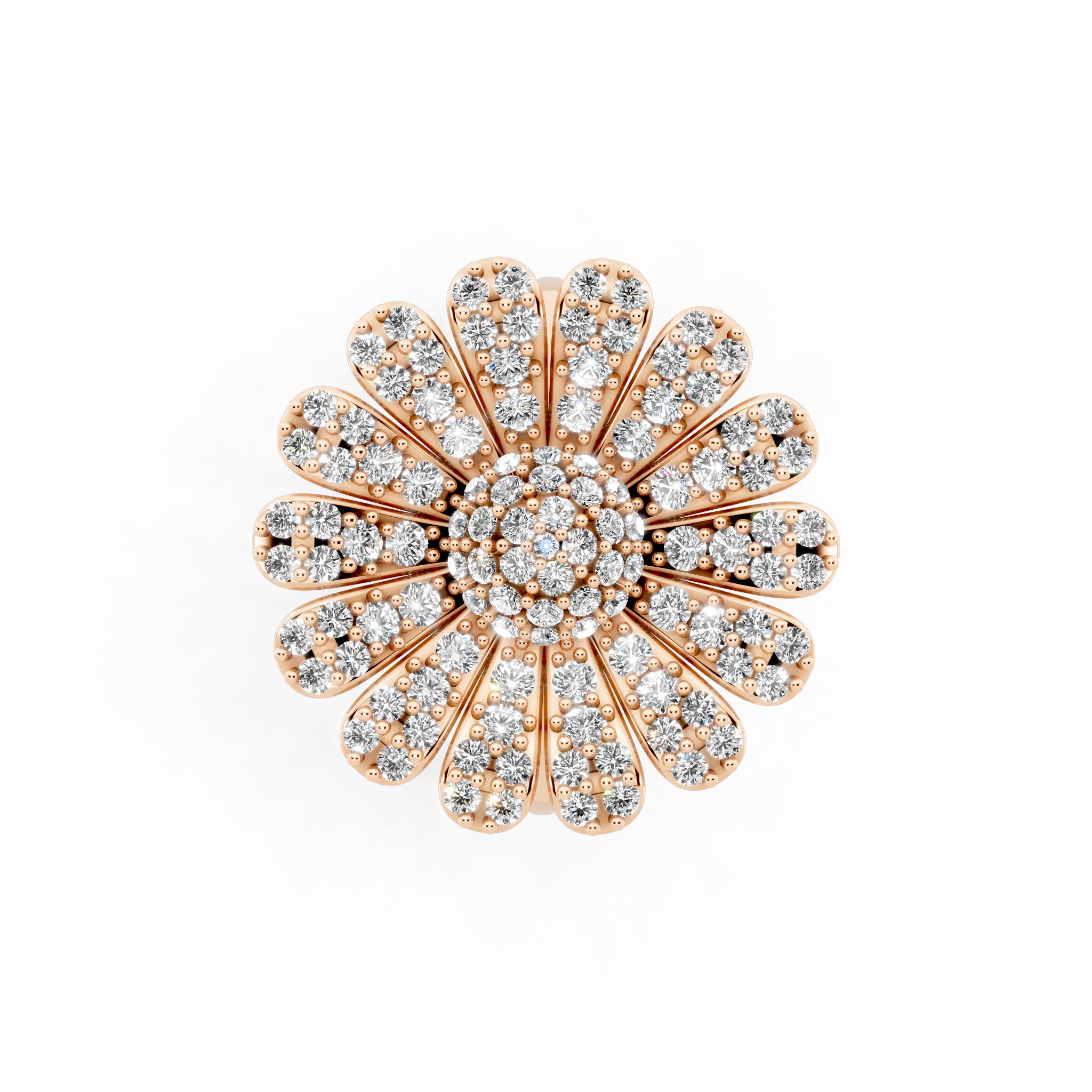 Sunburst Flower Lab Grown Diamond Cluster Design Ring with in 10 or 14 & 18KT Gold