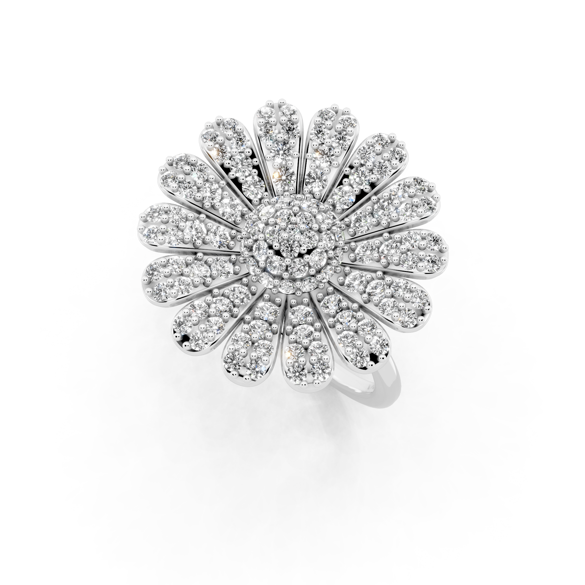 Sunburst Flower Lab Grown Diamond Cluster Design Ring with in 10 or 14 & 18KT Gold