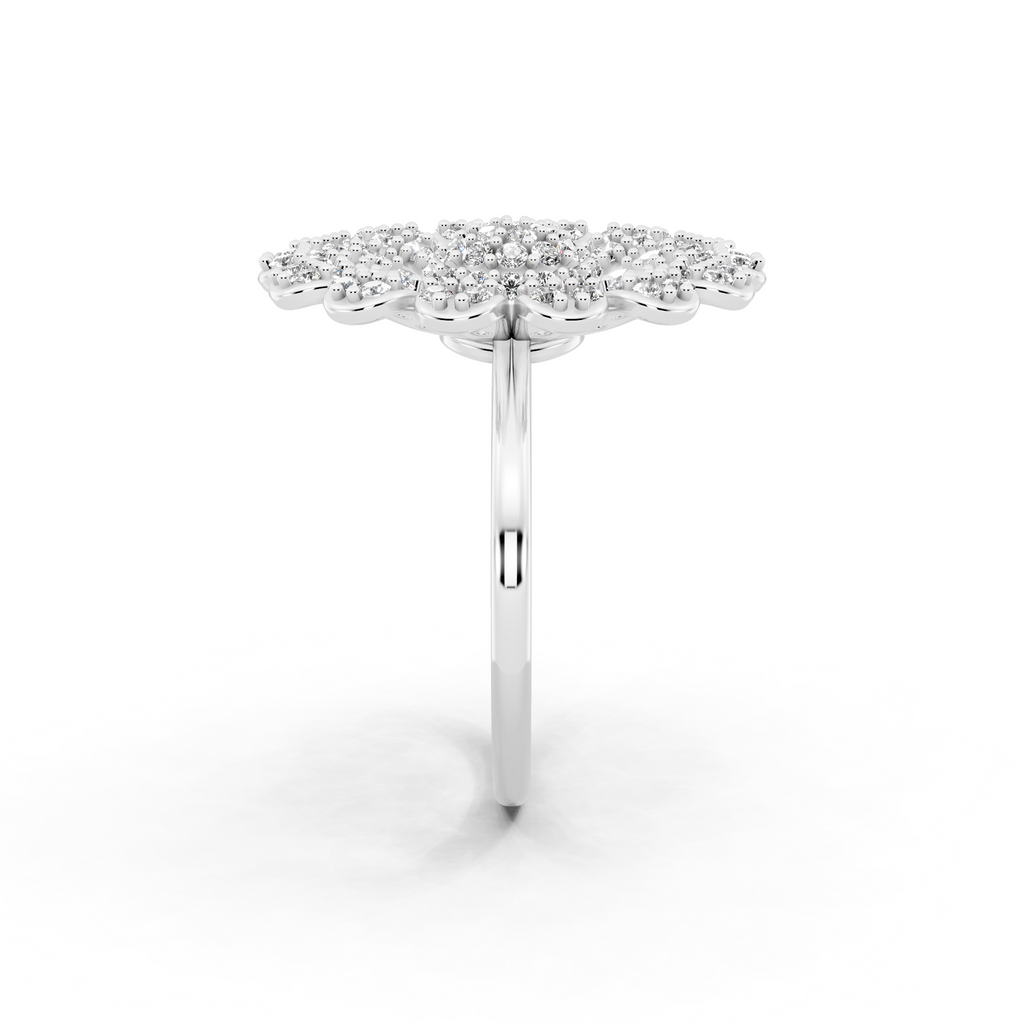 Sunburst Flower Lab Grown Diamond Cluster Design Ring with in 10 or 14 & 18KT Gold