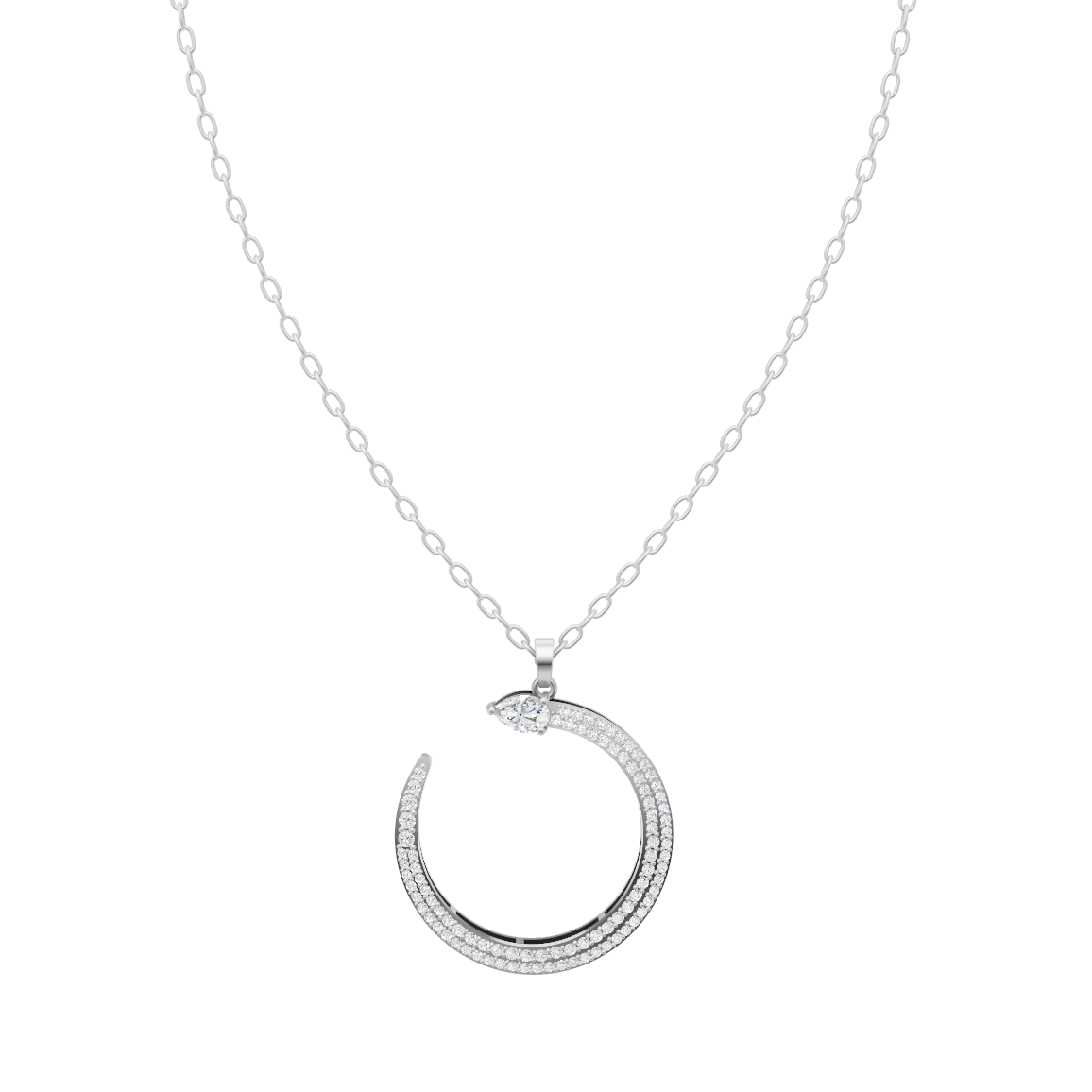 Lunéa Pear & Round Brilliant Cut Pendant Necklace in Gold with Lab Created Diamond Pavé Sparkle