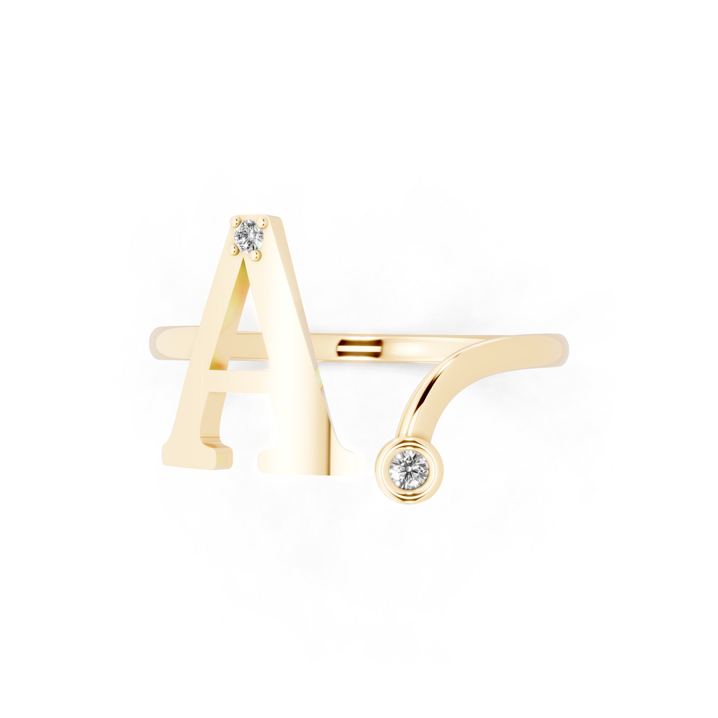 Luxury Style Alphabet A Ring with Brilliant Round Cut Lab Grown Accents for Everyday Wear