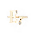 Modern Architectural Statement Diamond Ring with Sparkling Accents
