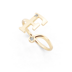 Elegant F Initial Ring with Round Lab Grown Diamond Accent Stones and Sculptural Open Design