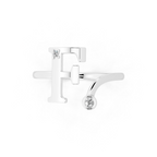 Elegant F Initial Ring with Round Lab Grown Diamond Accent Stones and Sculptural Open Design