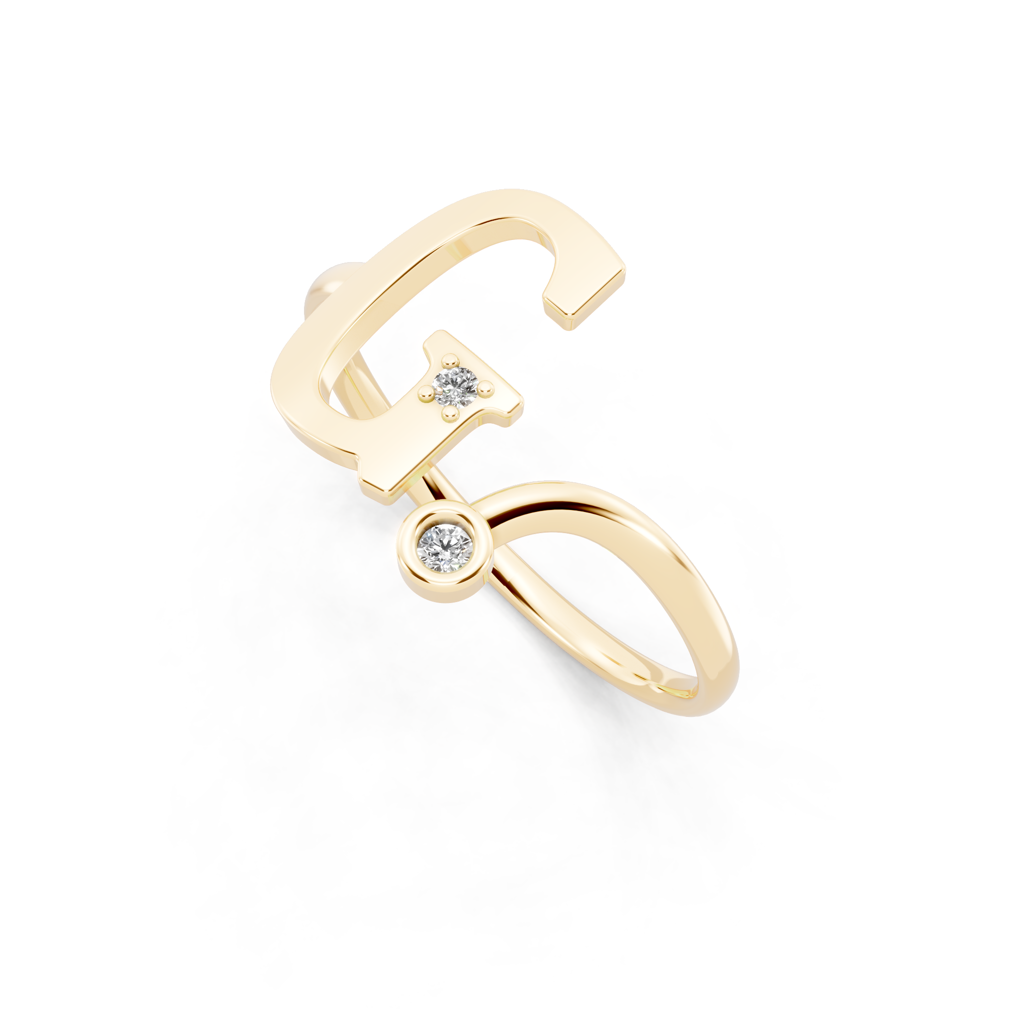 Modern Bezel Accent Open Lab Created Diamond Ring in Yellow, White, Rose Gold Tone