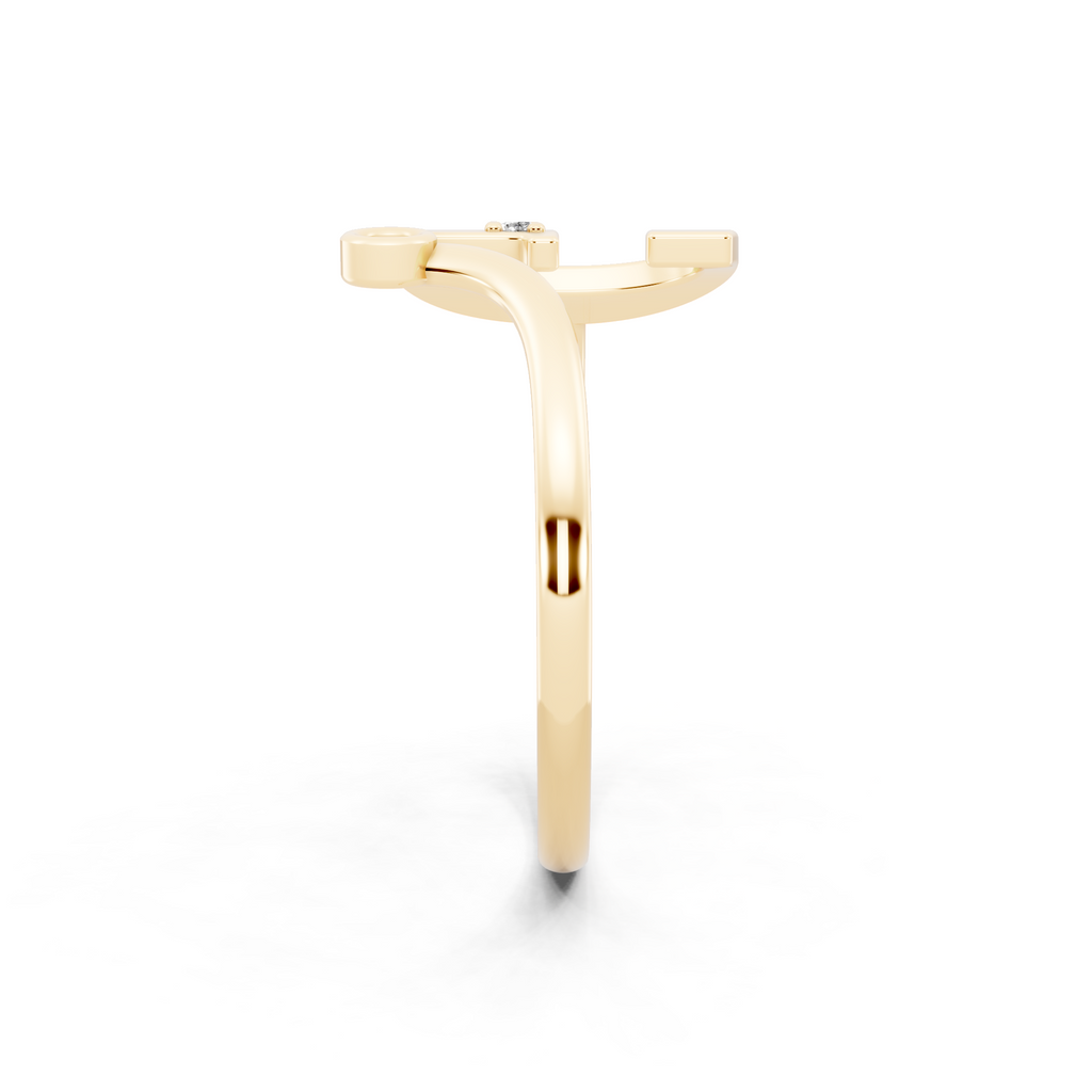 Modern Bezel Accent Open Lab Created Diamond Ring in Yellow, White, Rose Gold Tone