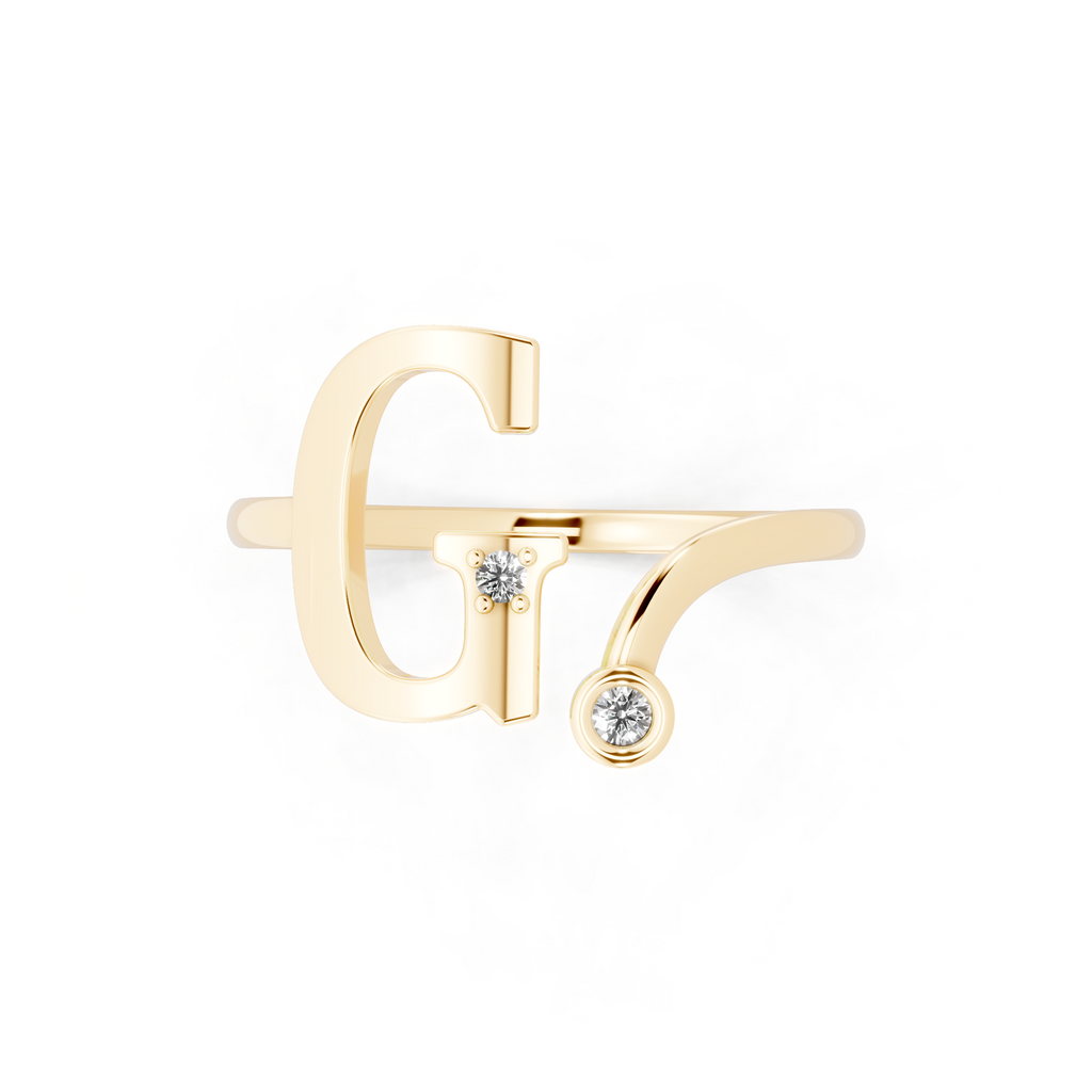 Modern Bezel Accent Open Lab Created Diamond Ring in Yellow, White, Rose Gold Tone