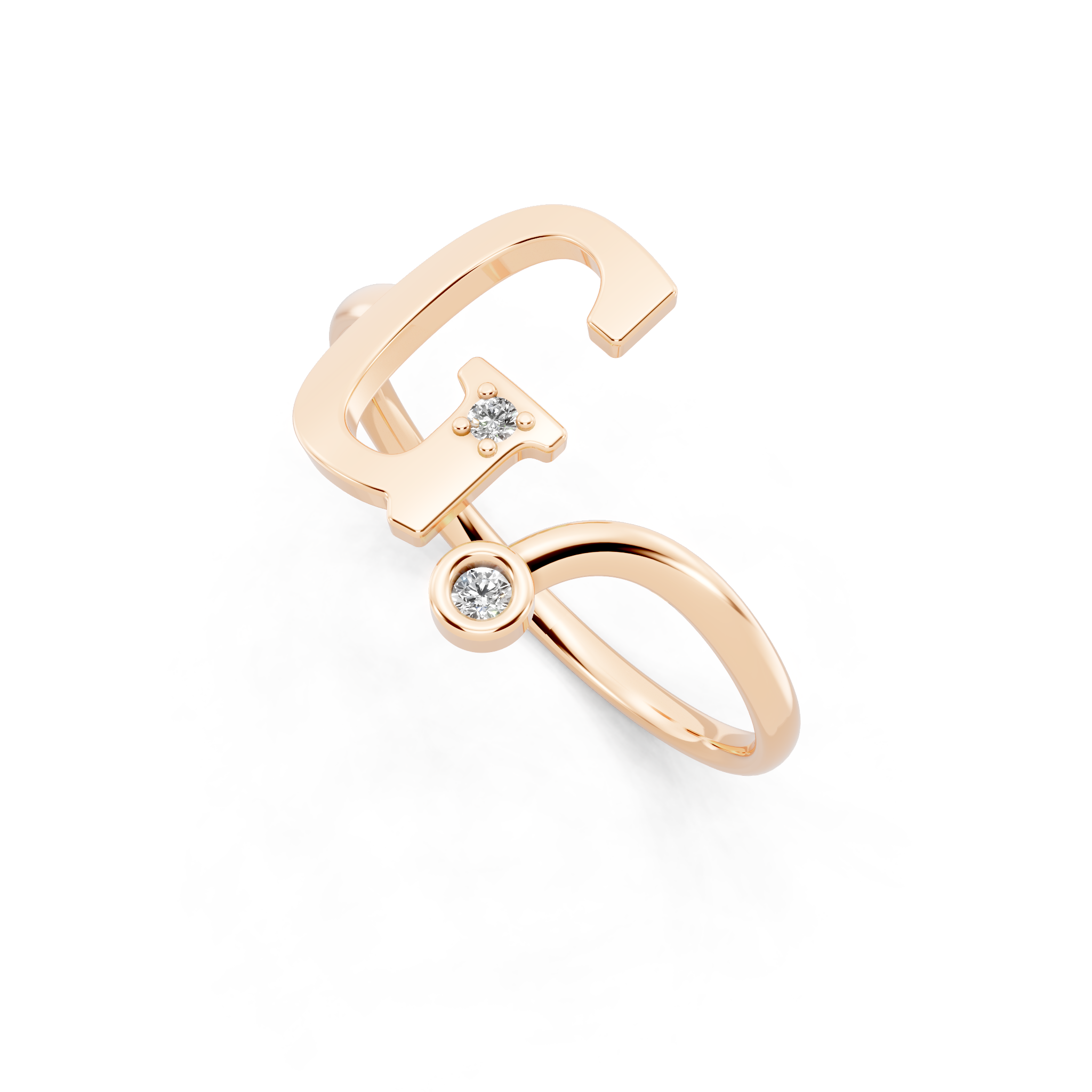 Modern Bezel Accent Open Lab Created Diamond Ring in Yellow, White, Rose Gold Tone