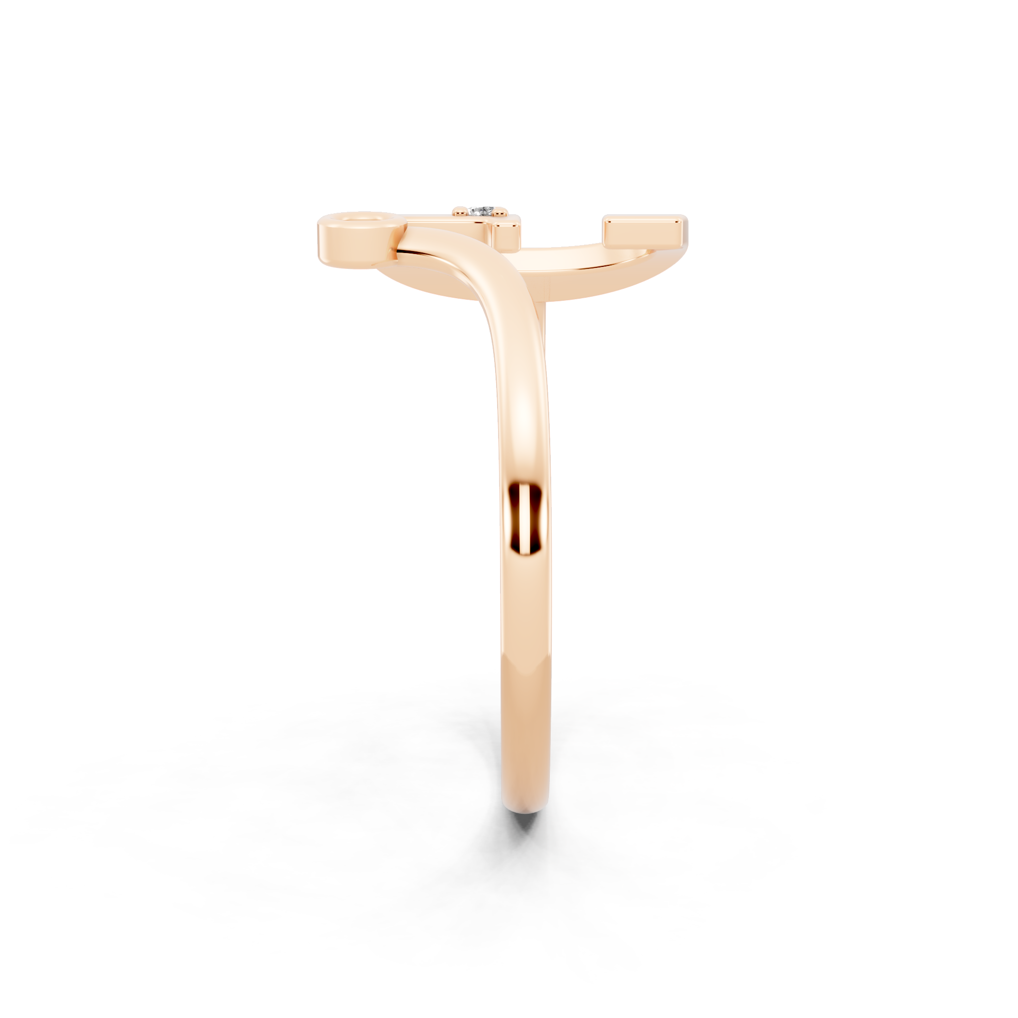 Modern Bezel Accent Open Lab Created Diamond Ring in Yellow, White, Rose Gold Tone