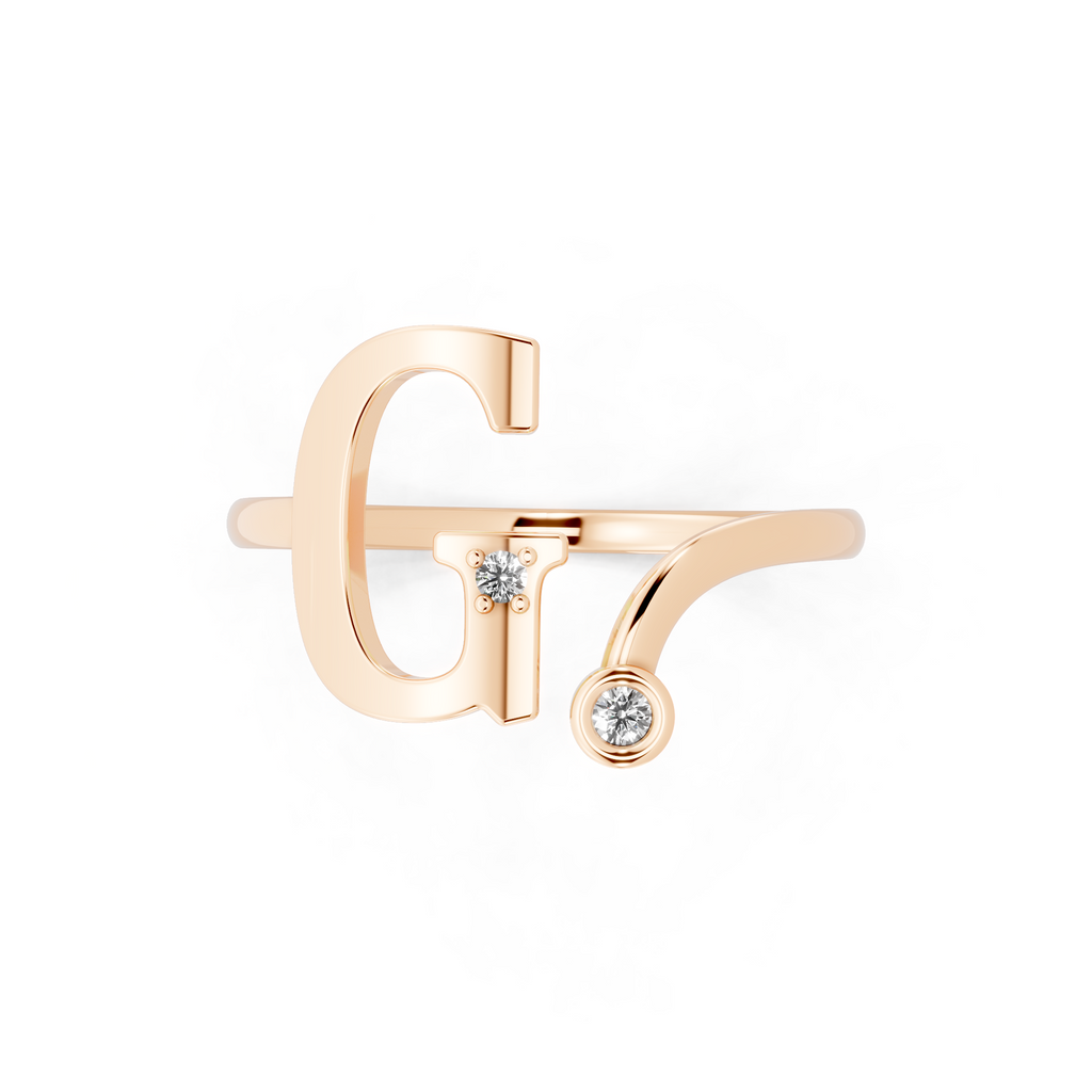 Modern Bezel Accent Open Lab Created Diamond Ring in Yellow, White, Rose Gold Tone