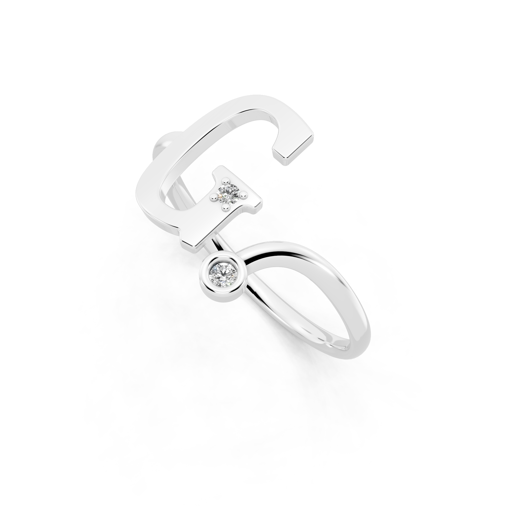Modern Bezel Accent Open Lab Created Diamond Ring in Yellow, White, Rose Gold Tone