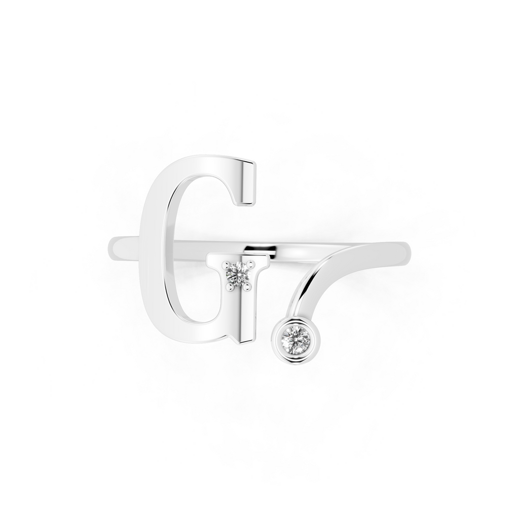 Modern Bezel Accent Open Lab Created Diamond Ring in Yellow, White, Rose Gold Tone
