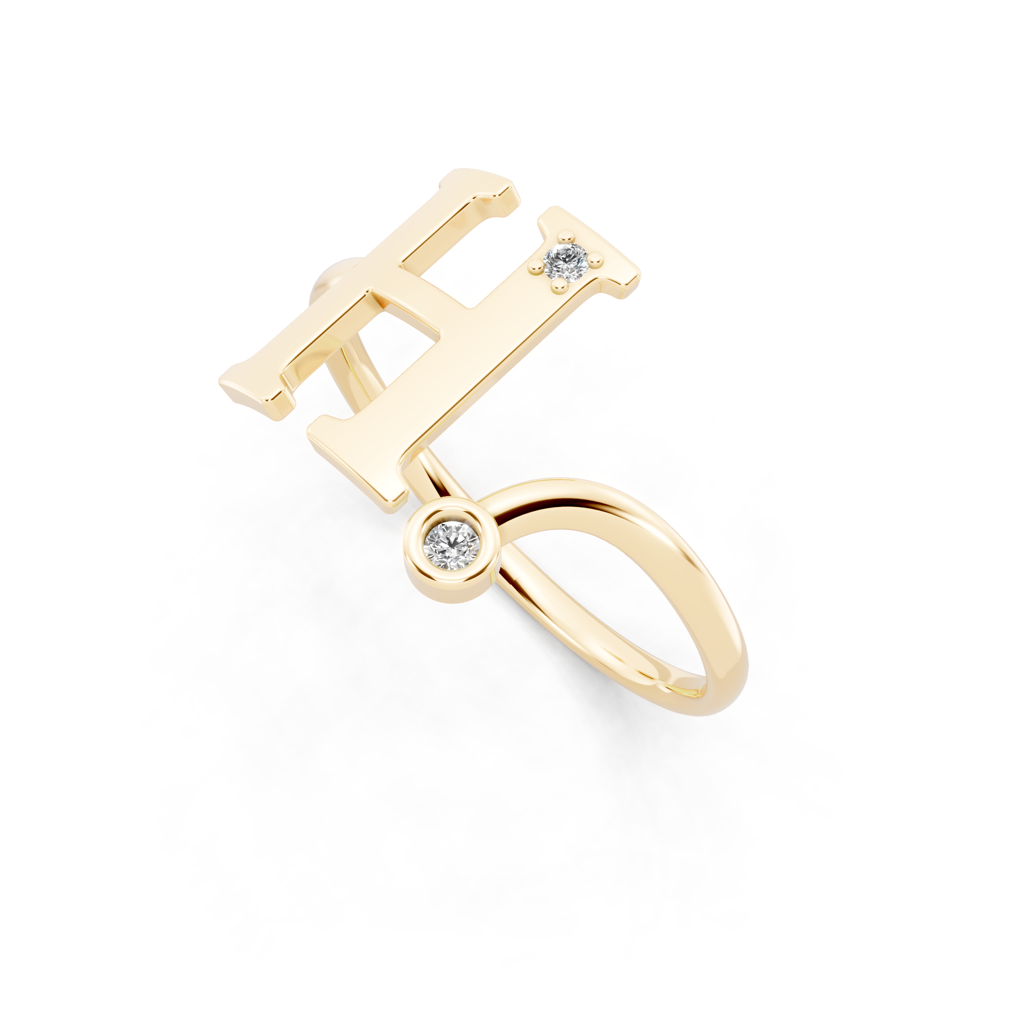 Luxury H Monogram Ring with Dual Lab Grown Diamond Look Stones