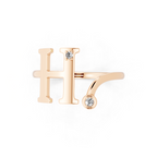 Luxury H Monogram Ring with Dual Lab Grown Diamond Look Stones