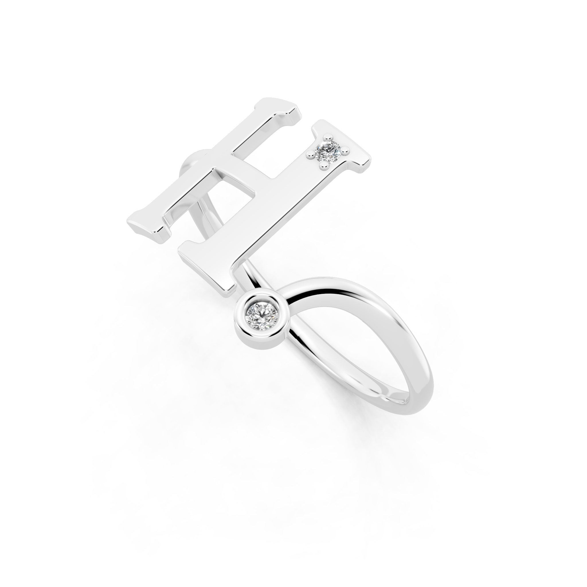 Luxury H Monogram Ring with Dual Lab Grown Diamond Look Stones