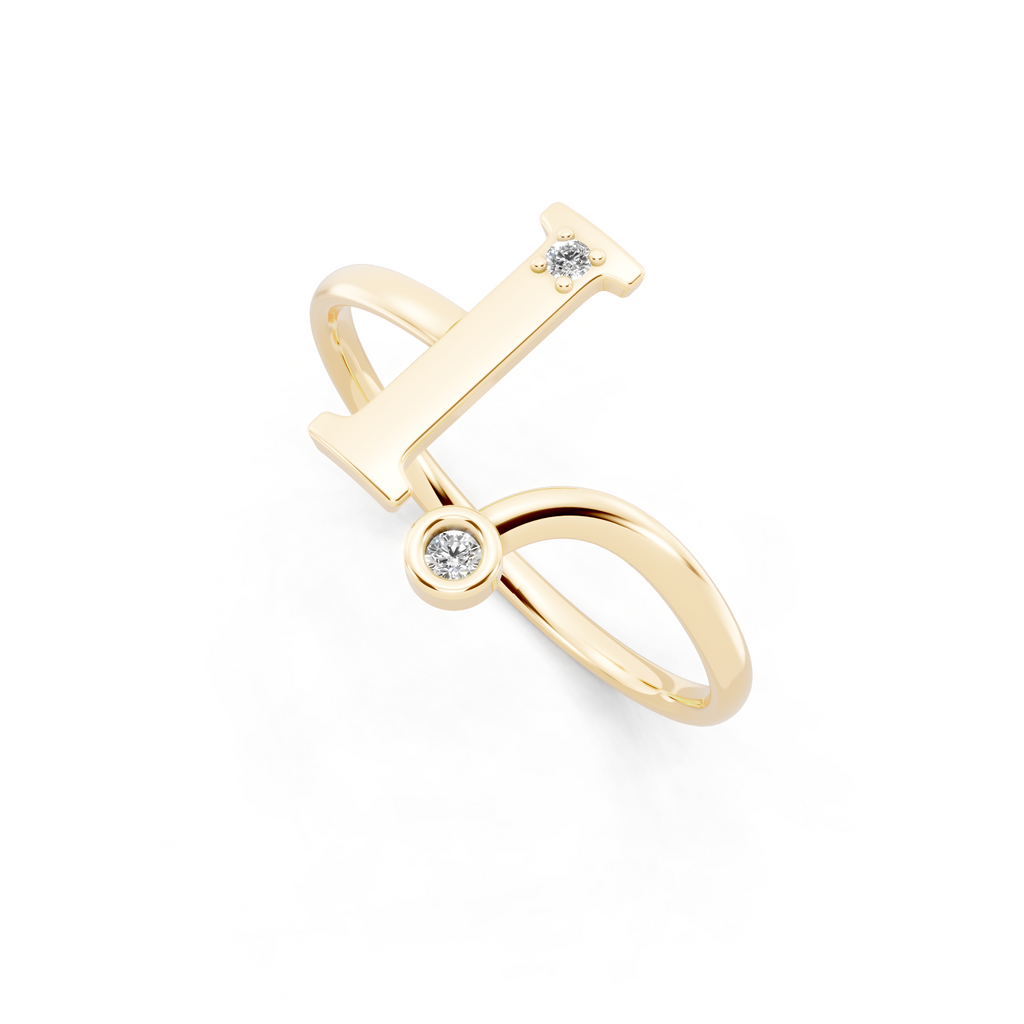 Contemporary Open Bypass Statement Ring with Lab Created White Stone Accents