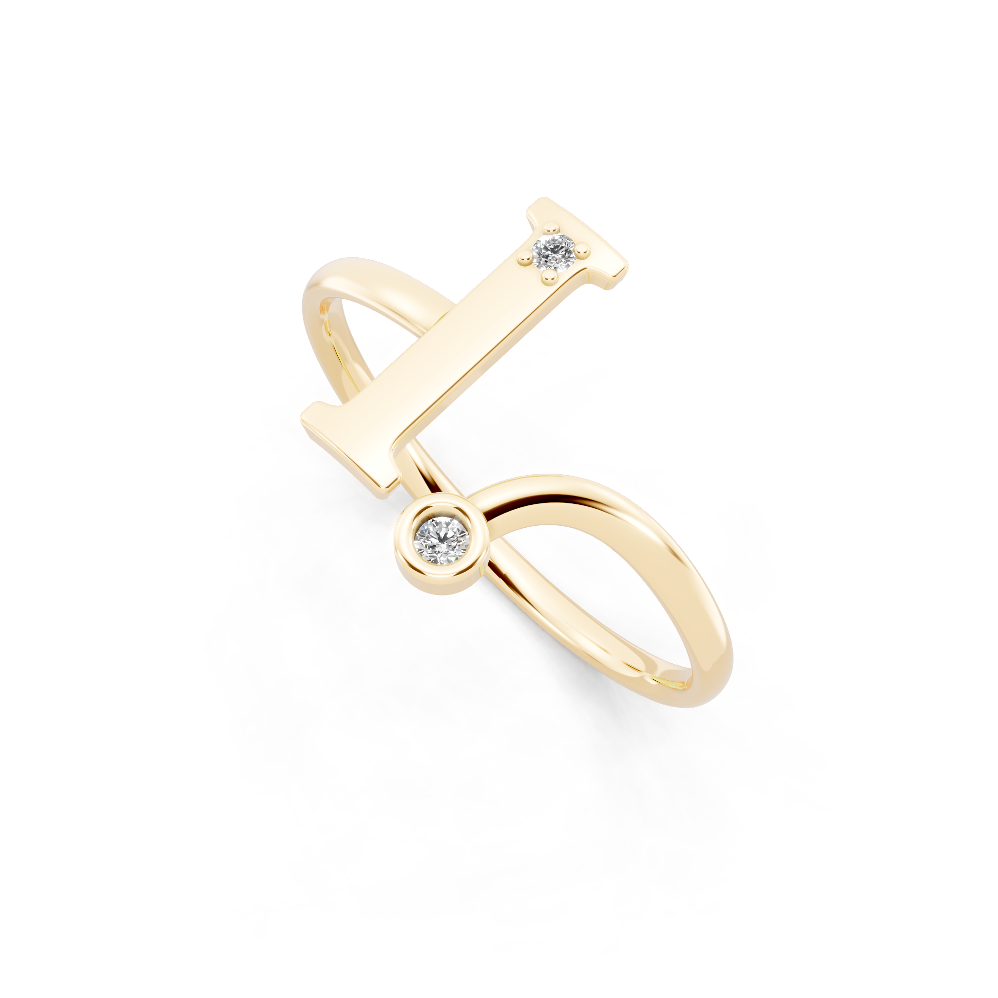 Contemporary Open Bypass Statement Ring with Lab Created White Stone Accents