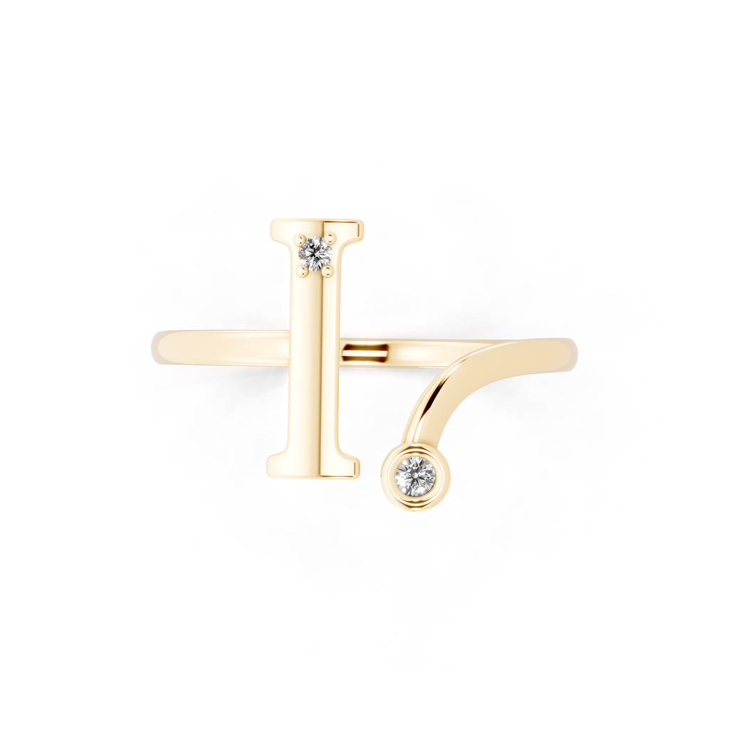 Contemporary Open Bypass Statement Ring with Lab Created White Stone Accents
