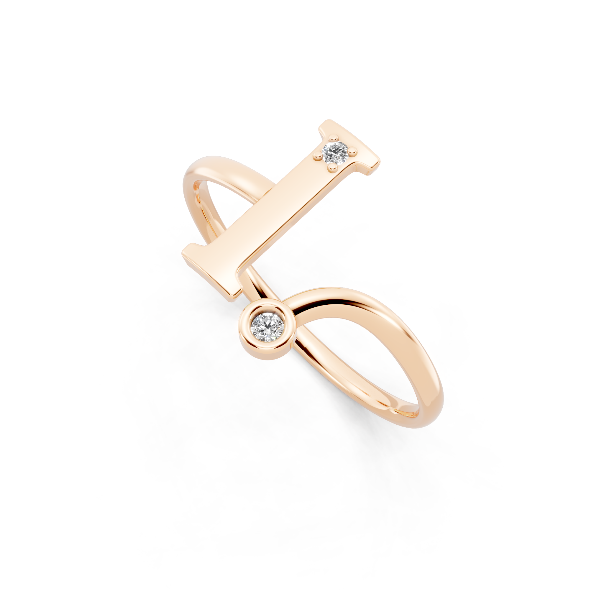Contemporary Open Bypass Statement Ring with Lab Created White Stone Accents