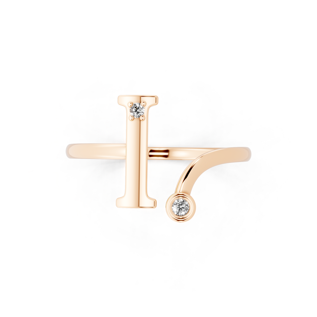 Contemporary Open Bypass Statement Ring with Lab Created White Stone Accents
