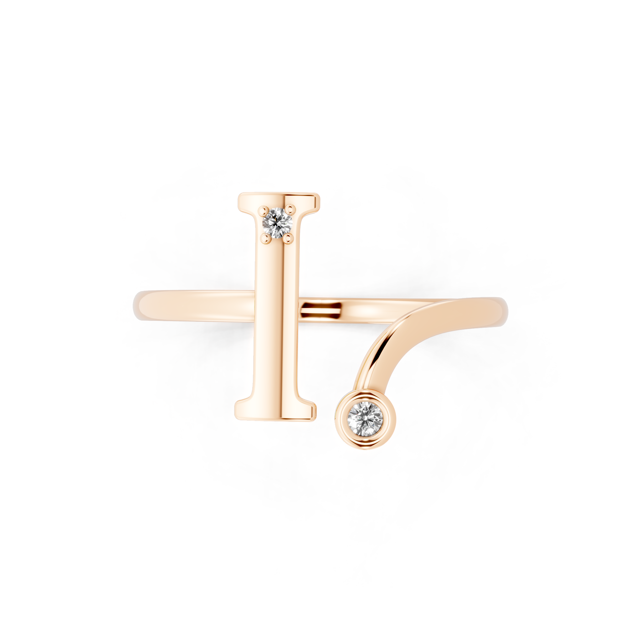 Contemporary Open Bypass Statement Ring with Lab Created White Stone Accents