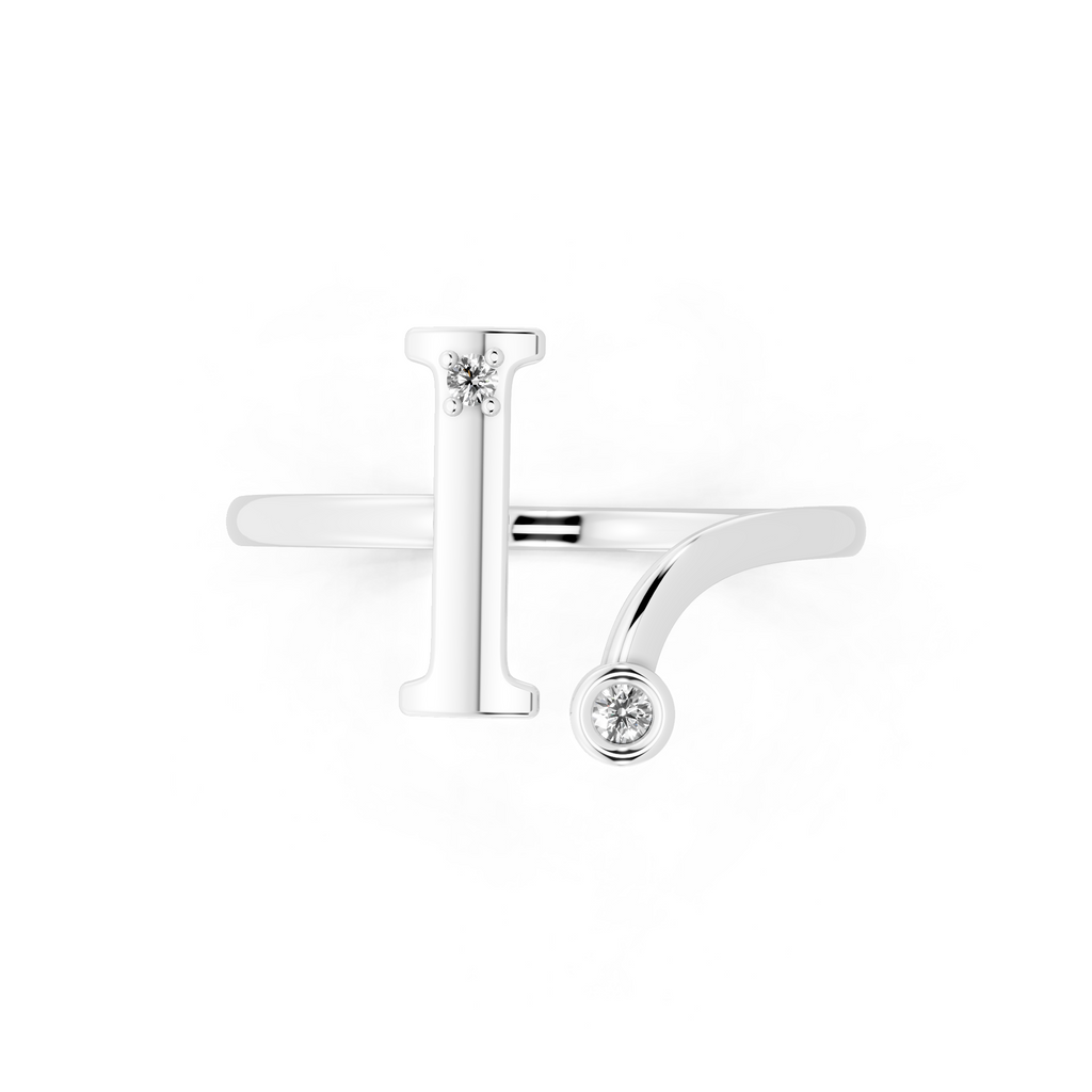 Contemporary Open Bypass Statement Ring with Lab Created White Stone Accents