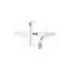 Contemporary Open Bypass Statement Ring with Lab Created White Stone Accents