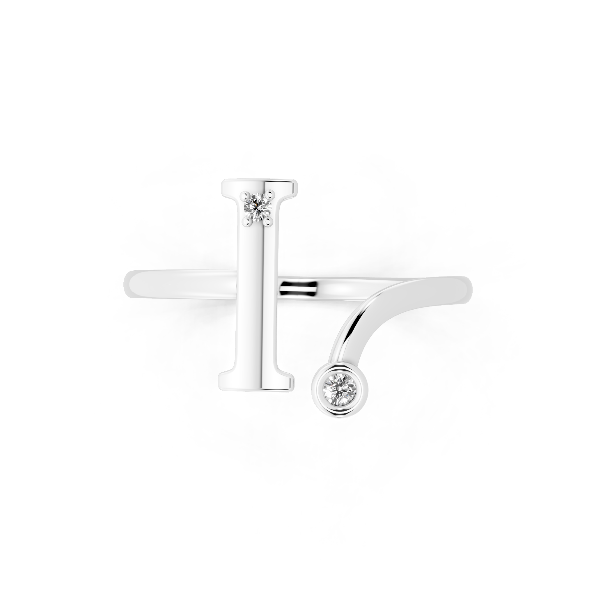 Contemporary Open Bypass Statement Ring with Lab Created White Stone Accents