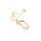 Modern Abstract Open Bypass Ring with Dual Round Stone Accents