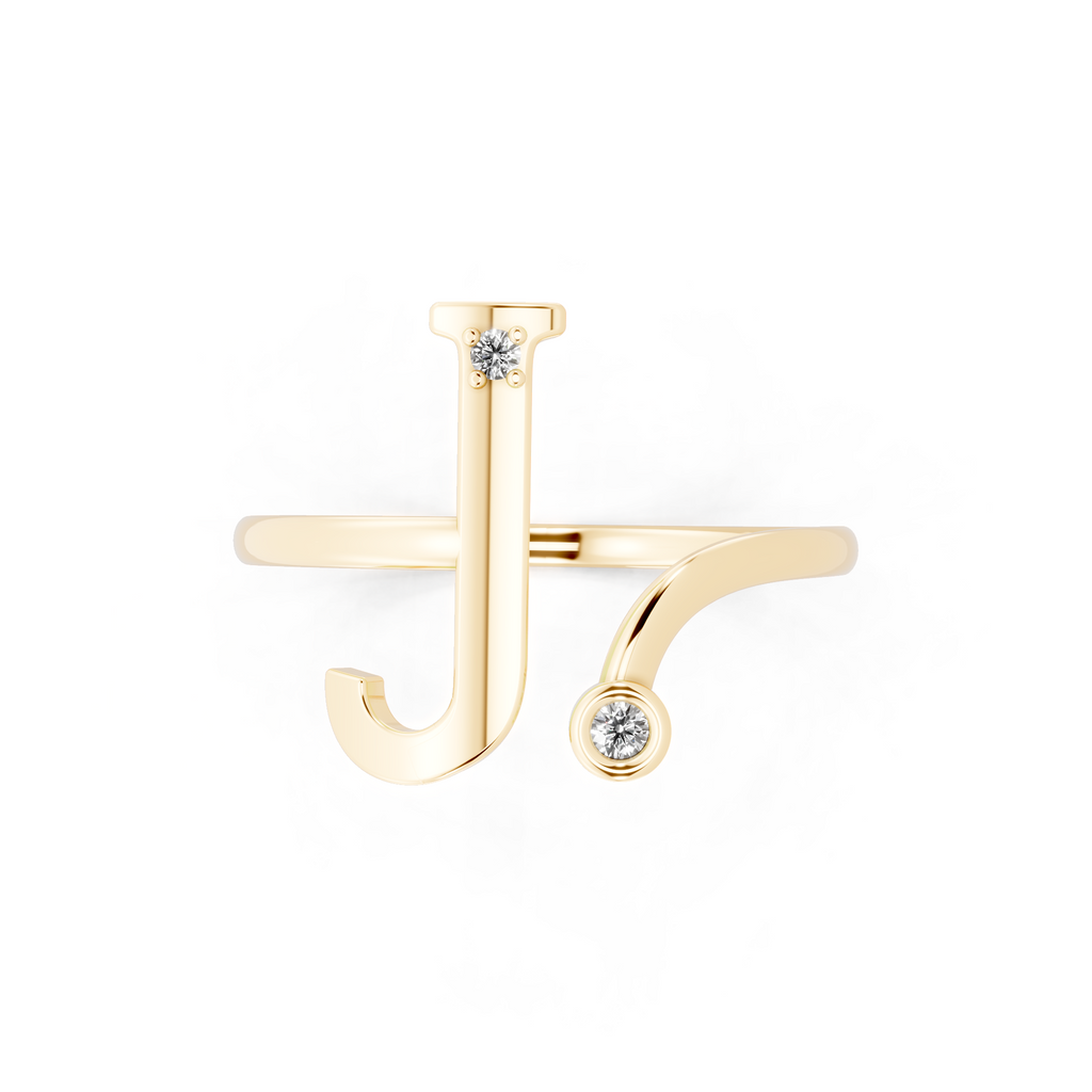 Modern Abstract Open Bypass Ring with Dual Round Stone Accents