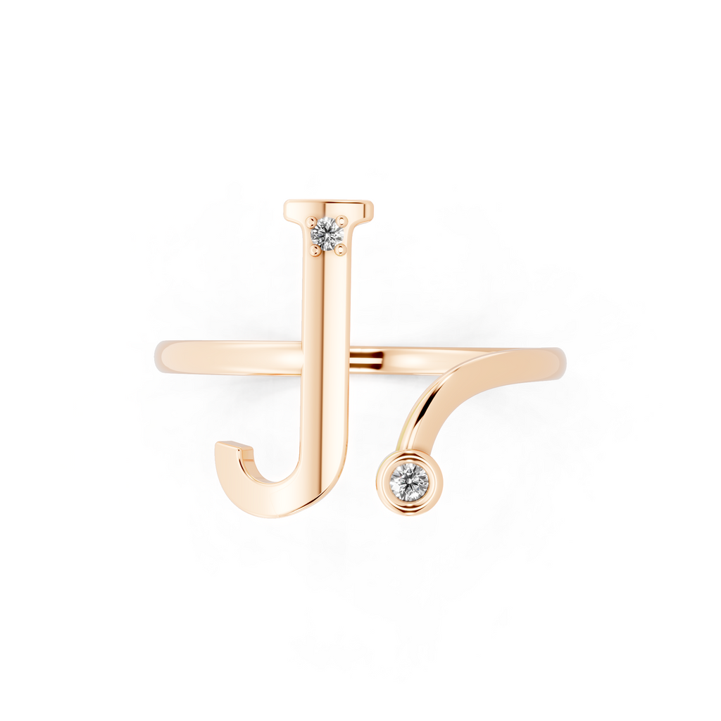 Modern Abstract Open Bypass Ring with Dual Round Stone Accents