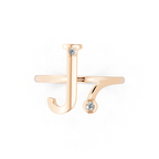 Modern Abstract Open Bypass Ring with Dual Round Stone Accents